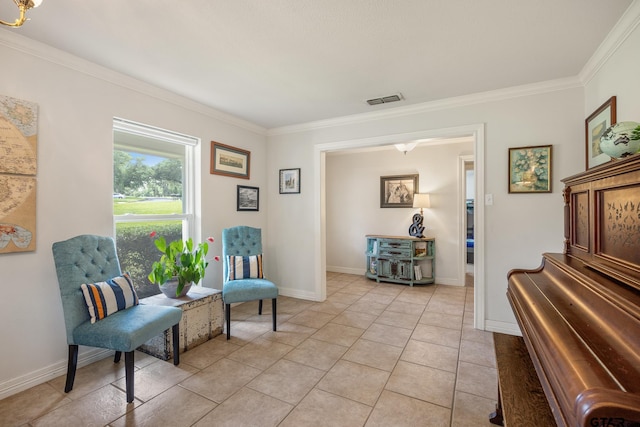 312 Savannah Dr, Tyler, TX 75703 - living area featuring ornamental molding and light tile patterned floors