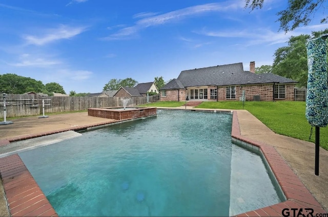 2107 Baylor Dr, Jacksonville, TX 75766 - view of pool with a patio, a pool with connected hot tub, central air condition unit, and a diving board