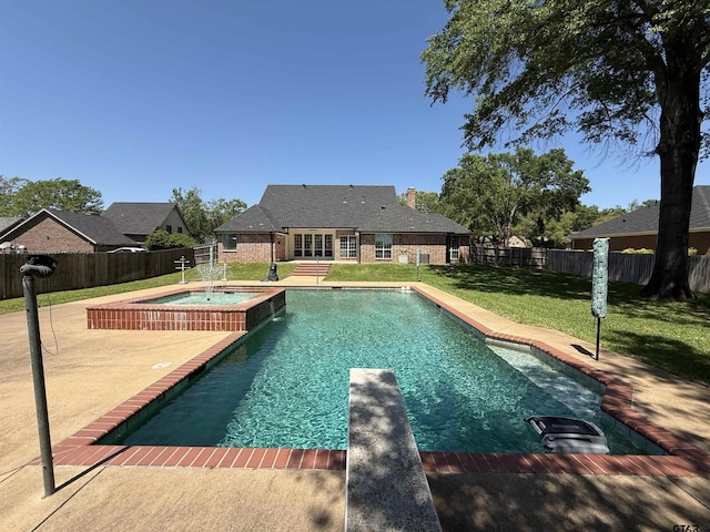 2107 Baylor Dr, Jacksonville, TX 75766 - view of pool featuring a patio, a diving board, and a pool with connected hot tub