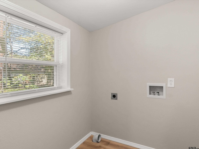 washroom featuring washer hookup, electric dryer hookup, and hardwood / wood-style floors