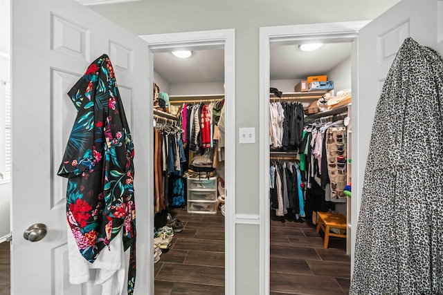 spacious closet featuring wood finish floors