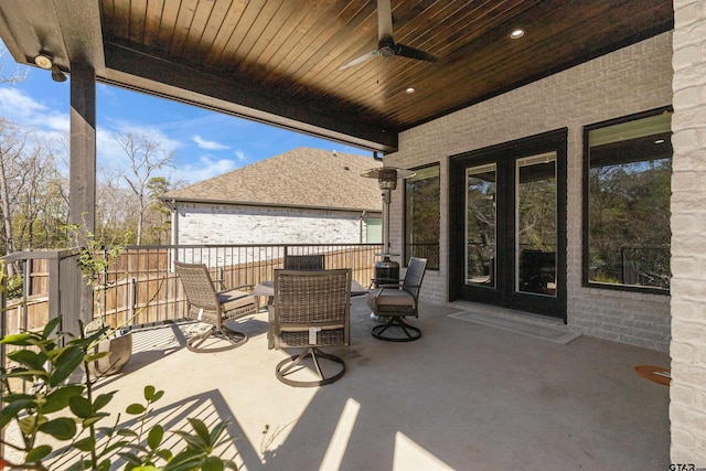 view of patio with ceiling fan