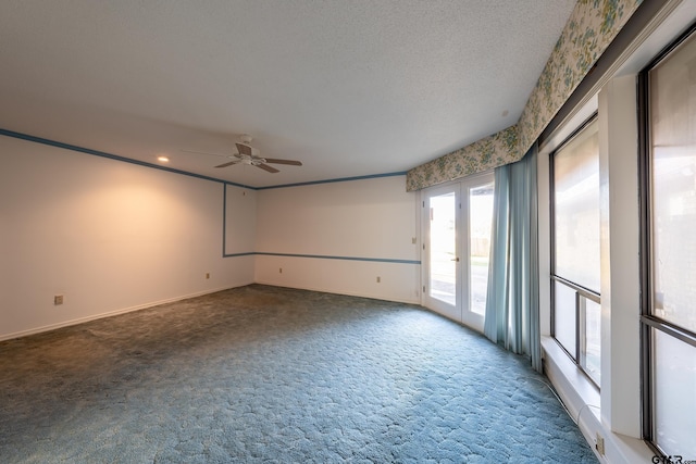 507 E Longview St, Arp, TX 75750 - unfurnished room with ceiling fan, carpet floors, recessed lighting, and a textured ceiling