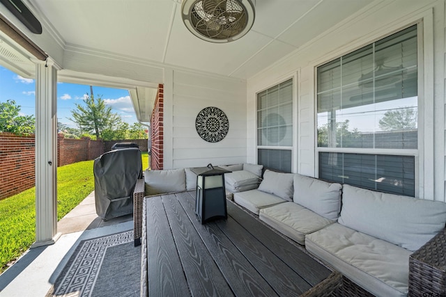 1521 Rice Rd # A105, Tyler, TX 75703 - deck with an outdoor hangout area and a grill