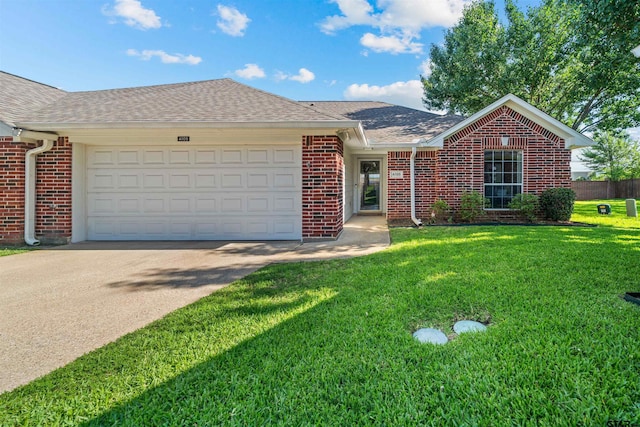 1521 Rice Rd # A105, Tyler, TX 75703 - ranch-style home featuring brick siding, an attached garage, concrete driveway, and a front lawn