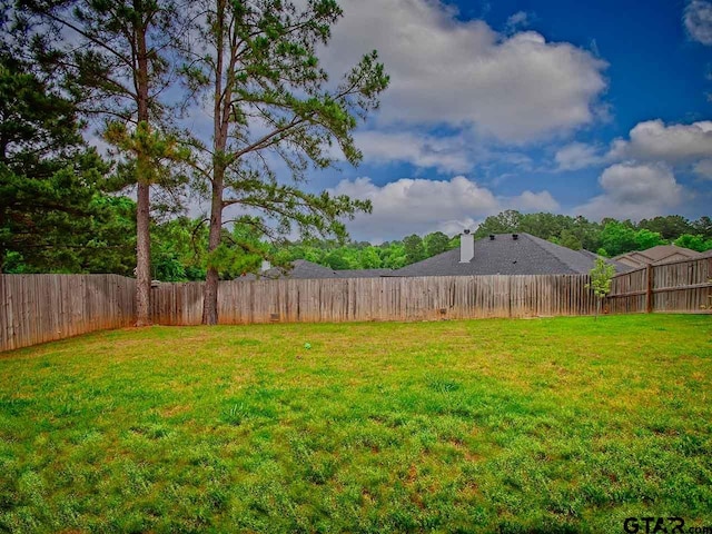 view of yard featuring a fenced backyard