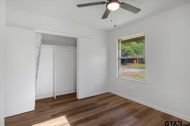 1612 Woodland Hills Dr, Tyler, TX 75701 - unfurnished bedroom featuring wood finished floors, a closet, and ceiling fan