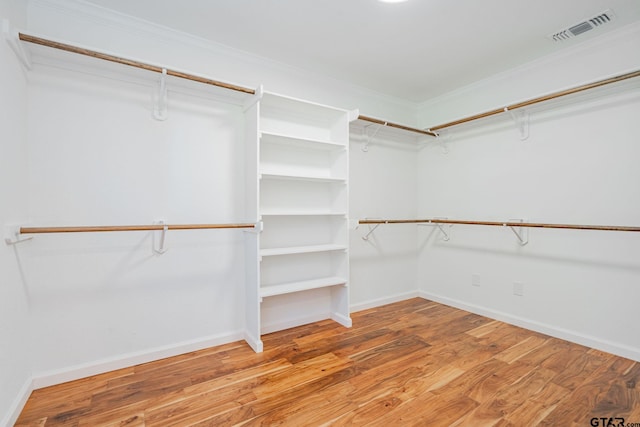 walk in closet featuring hardwood / wood-style flooring