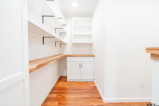 spacious closet with light hardwood / wood-style flooring