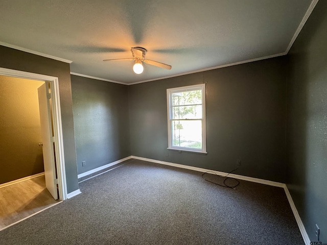 1725 S Mahon Ave, Tyler, TX 75701 - unfurnished room featuring a ceiling fan, carpet flooring, and crown molding