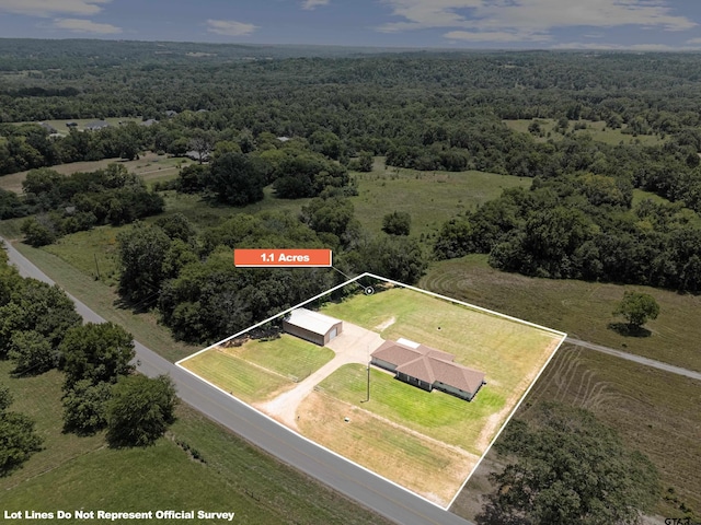 10929 County Road 41, Tyler, TX 75706 - overview of rural landscape with property parcel outlined and a forest