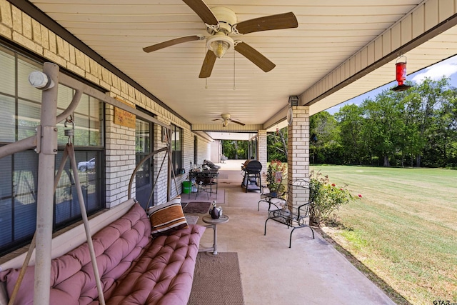 10929 County Road 41, Tyler, TX 75706 - covered porch with a yard and ceiling fan