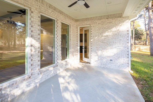 view of patio / terrace with ceiling fan