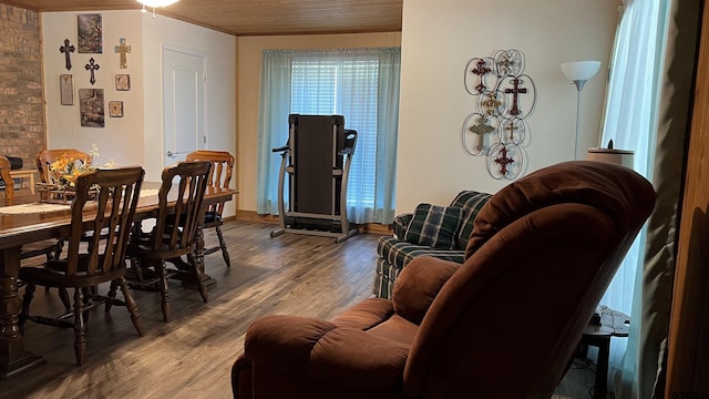 dining space featuring hardwood / wood-style flooring