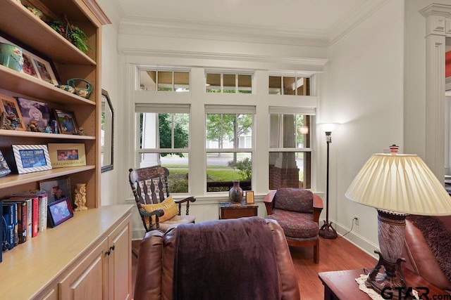 4007 Spartanburg Ln, Tyler, TX 75701 - living area with dark wood-type flooring, crown molding, and baseboards