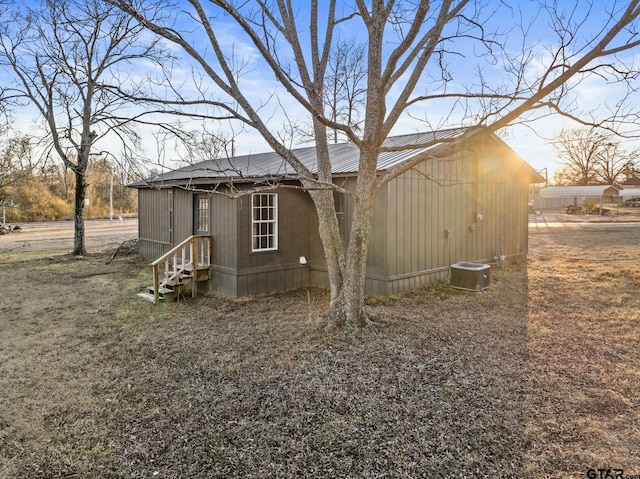 view of property exterior featuring central AC unit