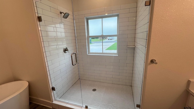 bathroom with independent shower and bath