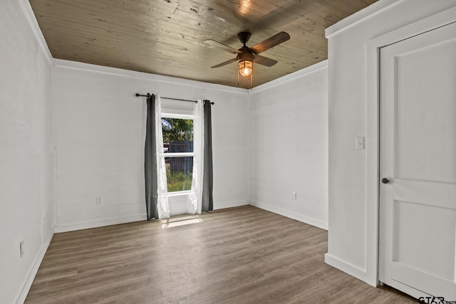 924 Kaufman St, Mount Vernon, TX 75457 - empty room featuring wood ceiling, wood finished floors, baseboards, and a ceiling fan