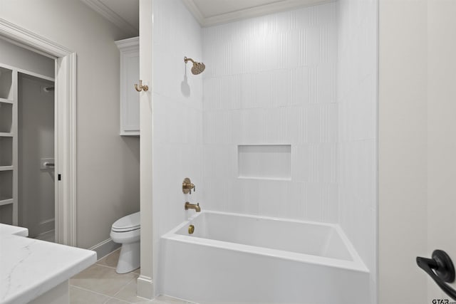 8810 Wilder Trl, Tyler, TX 75703 - bathroom with crown molding, shower / bath combination, tile patterned floors, and vanity