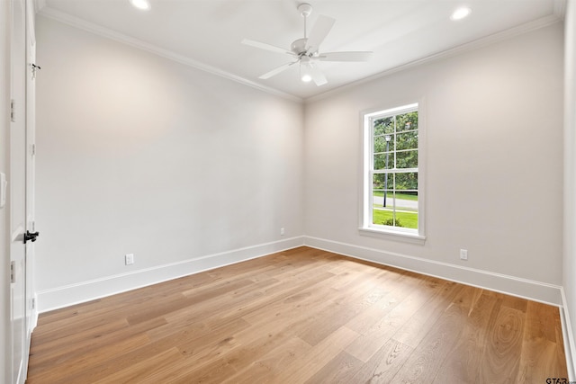 8810 Wilder Trl, Tyler, TX 75703 - unfurnished room featuring recessed lighting, light wood-style flooring, a ceiling fan, and crown molding