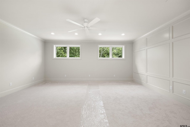 8810 Wilder Trl, Tyler, TX 75703 - unfurnished bedroom with ornamental molding, a decorative wall, light carpet, multiple windows, and recessed lighting