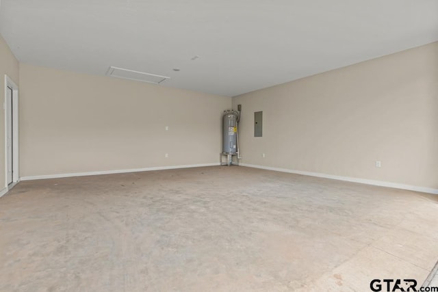 spare room featuring electric panel and water heater