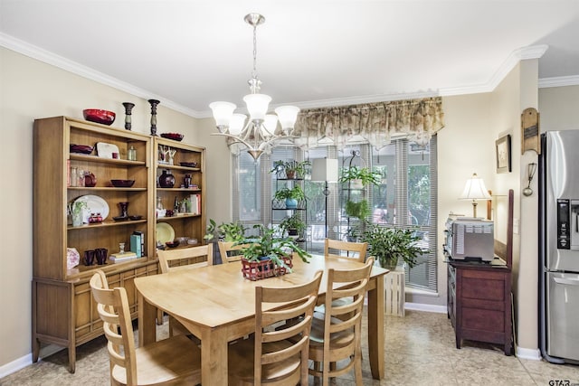 18058 Whispering Pines Rd, Flint, TX 75762 - dining space with crown molding and a chandelier