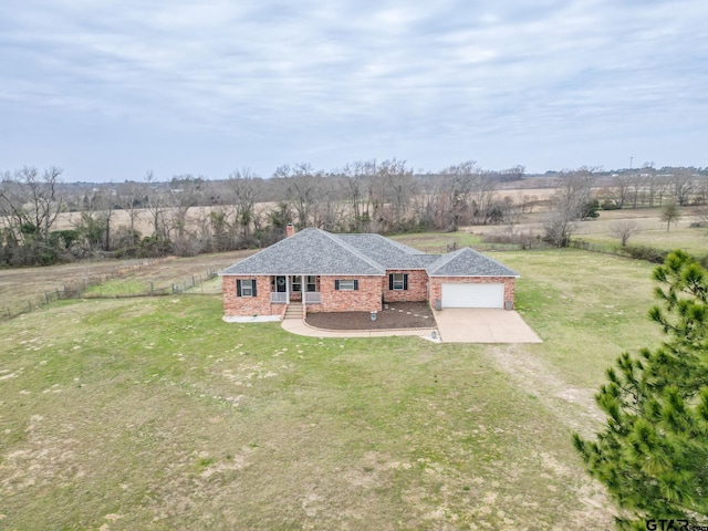 bird's eye view with a rural view