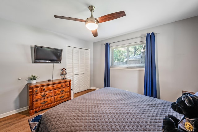 2600 Boldt Ave, Tyler, TX 75701 - bedroom with wood finished floors, a closet, and a ceiling fan