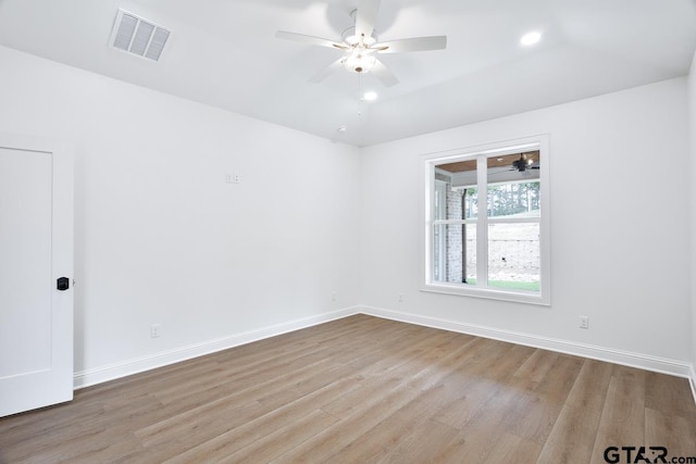 9244 Villas Ct, Tyler, TX 75703 - spare room featuring a ceiling fan, wood finished floors, baseboards, and recessed lighting