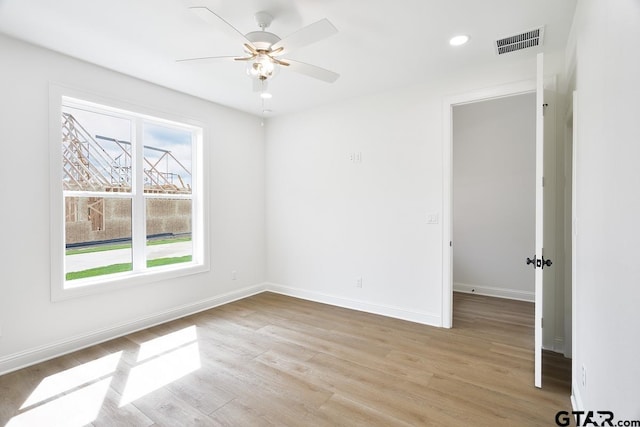 9244 Villas Ct, Tyler, TX 75703 - unfurnished room with light wood-type flooring, baseboards, a ceiling fan, and recessed lighting