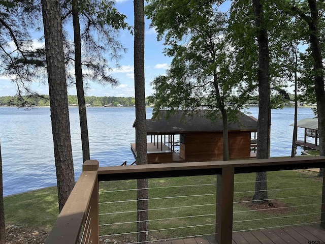 dock area featuring a water view