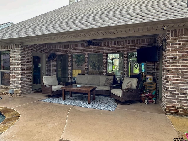 view of patio / terrace with an outdoor hangout area and ceiling fan