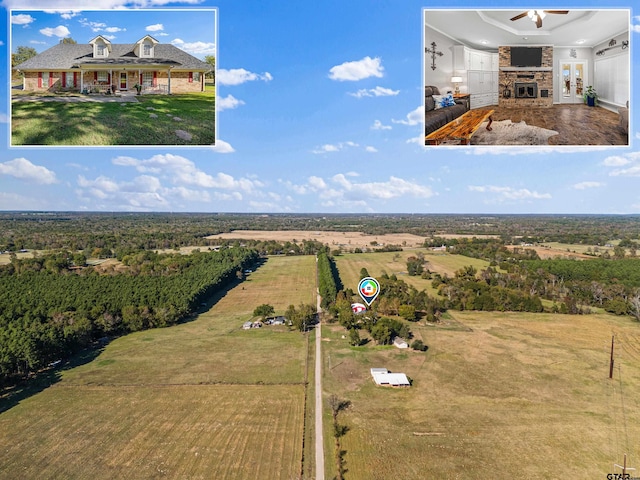 bird's eye view with a rural view