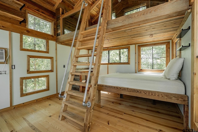 bedroom with light hardwood / wood-style floors