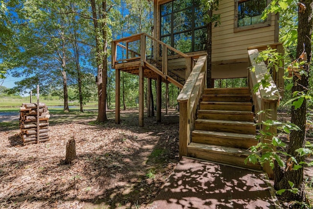 view of yard featuring a wooden deck