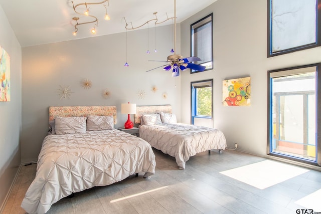 bedroom with light hardwood / wood-style floors