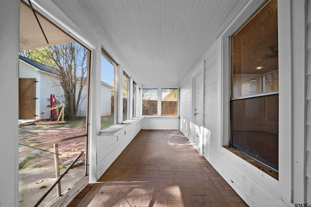 view of unfurnished sunroom