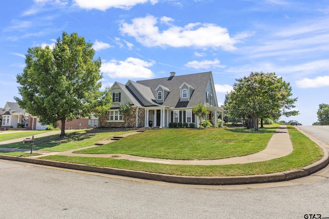 cape cod-style house featuring a front yard