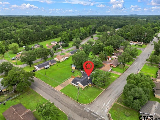 800 Neches Dr, Tyler, TX 75702 - aerial view of residential area featuring a heavily wooded area