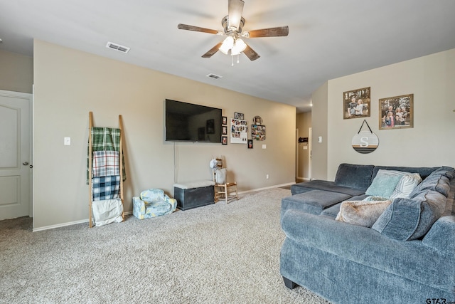109 Summit Cv, Jacksonville, TX 75766 - carpeted living room featuring a ceiling fan and baseboards