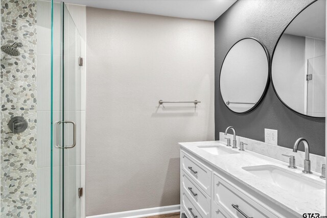 1004 Bunny Rabbit Rd, Athens, TX 75751 - full bathroom featuring double vanity and a stall shower