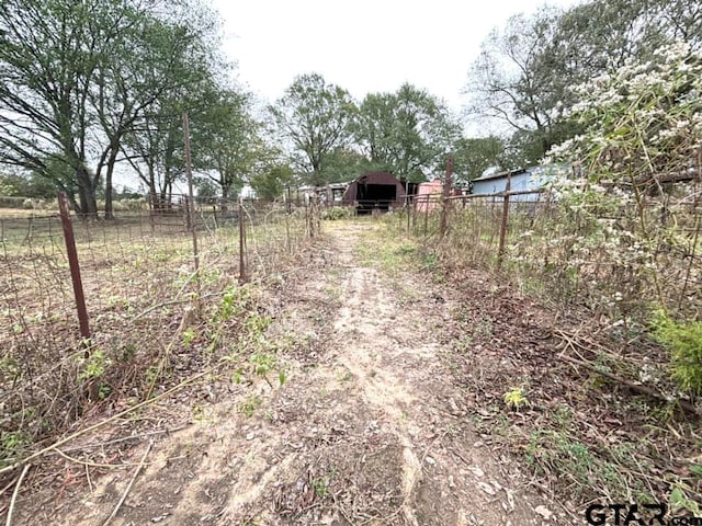 view of yard featuring an outbuilding and a rural view