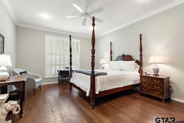 5807 Stoneleigh Dr, Tyler, TX 75703 - bedroom featuring wood finished floors, crown molding, baseboards, and a ceiling fan