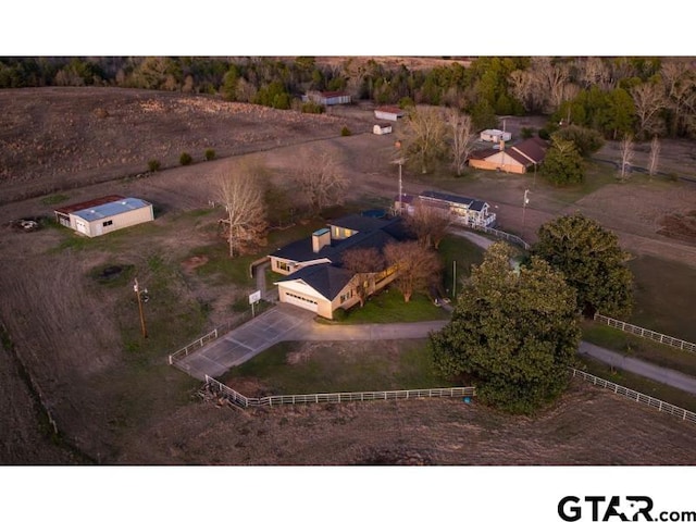 bird's eye view featuring a rural view