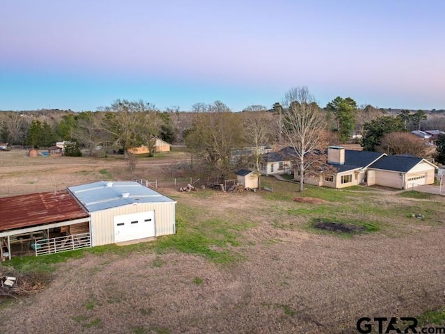 view of aerial view at dusk