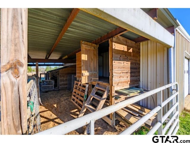 exterior space with an outbuilding