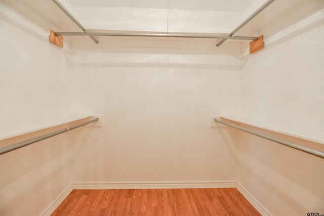 walk in closet with hardwood / wood-style floors