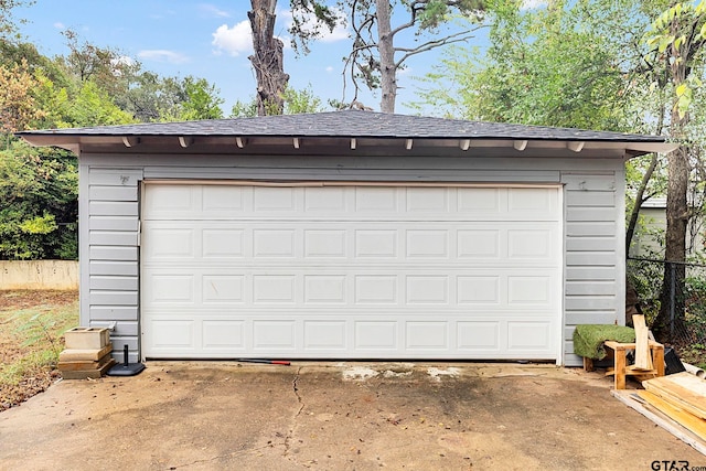 view of garage