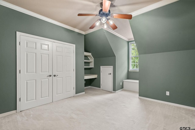 801 Wilder Way, Tyler, TX 75703 - bathroom featuring ceiling fan, vaulted ceiling, and crown molding